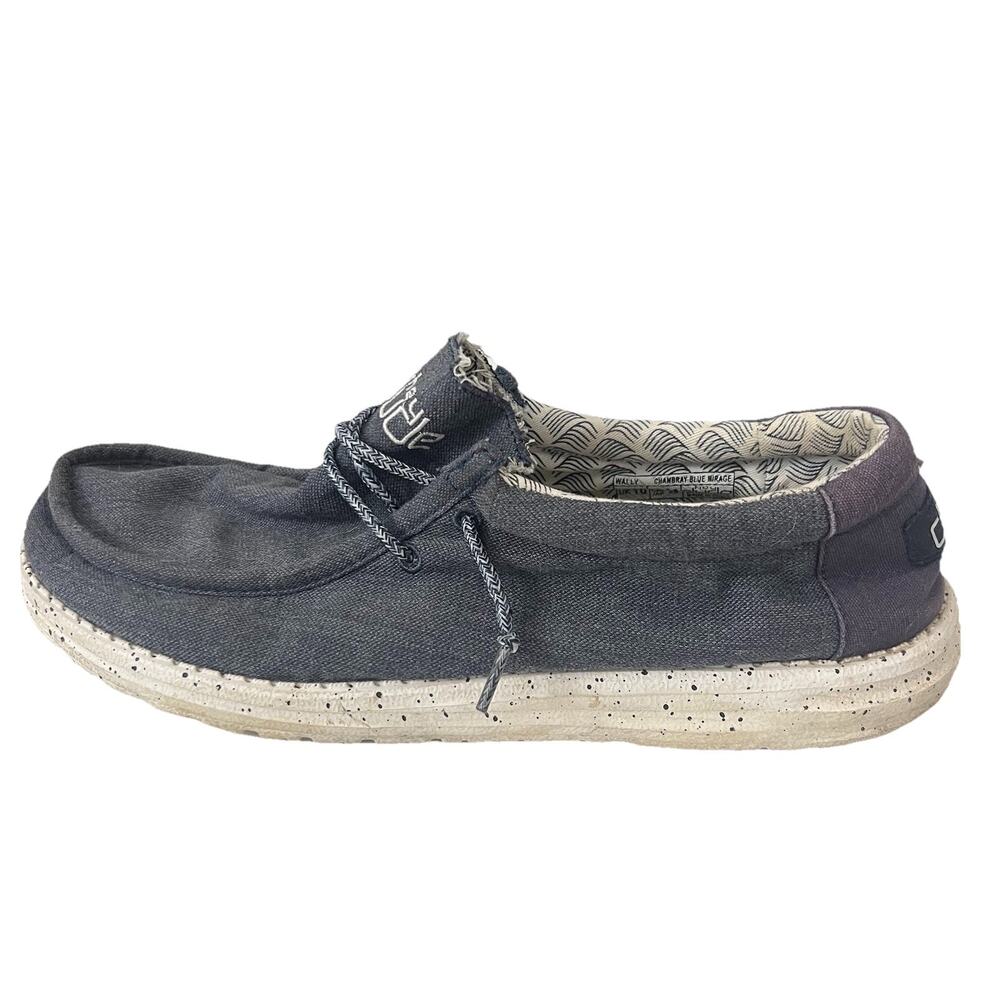 Hey Dude Wally Chambray Blue Mirage Mens Casual Shoes US 11 EU 44 Lightweight